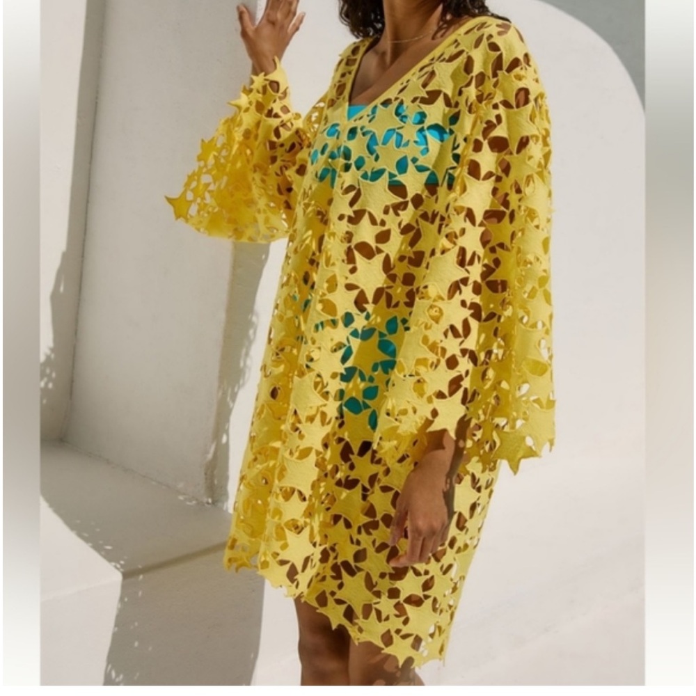 Anthropologie Yellow and Blue Midi Dress - Picture 3 of 4